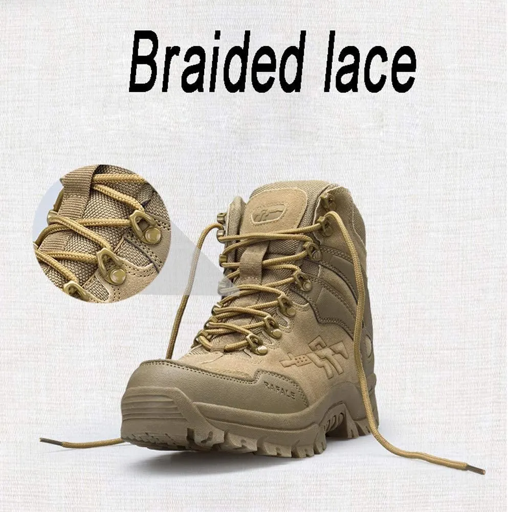 Men's Military and Tactical Combat Ankle Boots Lace up and Zipper Bootie Casual Outdoor Hiking Hunting Shoes Police Training Oxfords