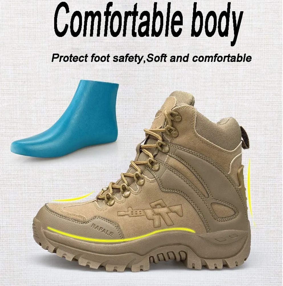 Men's Military and Tactical Combat Ankle Boots Lace up and Zipper Bootie Casual Outdoor Hiking Hunting Shoes Police Training Oxfords