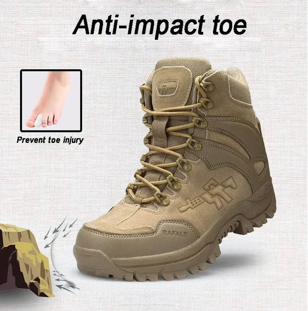 Men's Military and Tactical Combat Ankle Boots Lace up and Zipper Bootie Casual Outdoor Hiking Hunting Shoes Police Training Oxfords