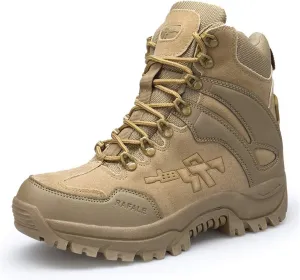 Men's Military and Tactical Combat Ankle Boots Lace up and Zipper Bootie Casual Outdoor Hiking Hunting Shoes Police Training Oxfords