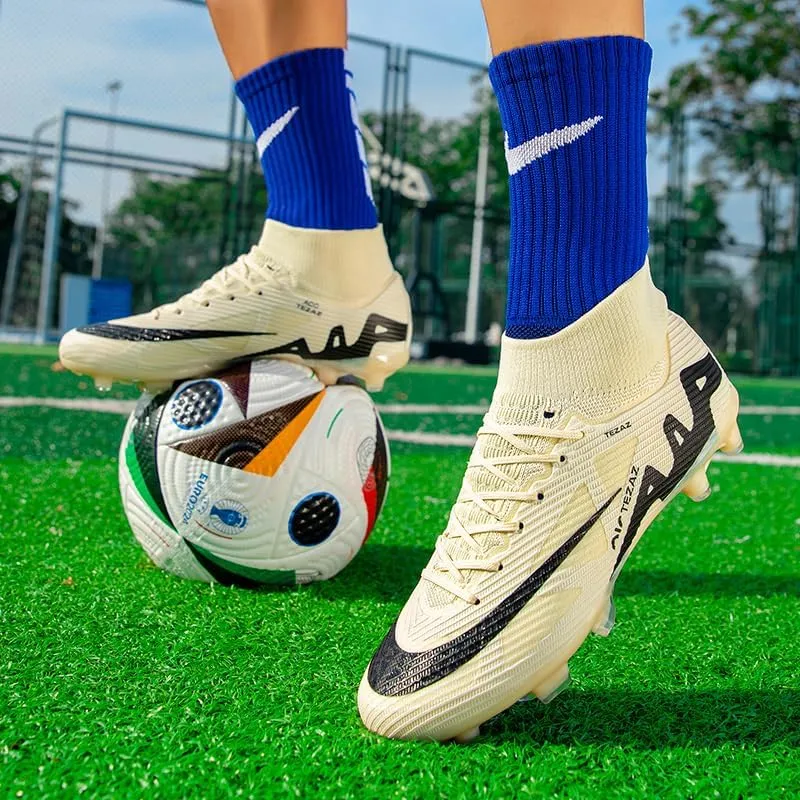 Men's Soccer Cleats Football Shoes High-Tops Non-Slip Spikes Indoor Outdoor Firm Ground Turf Sports Athletic Combat Boots Shoes Size 4.5-11