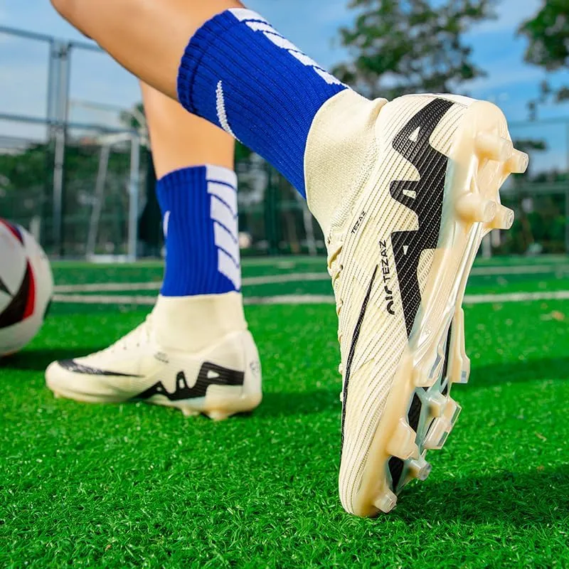 Men's Soccer Cleats Football Shoes High-Tops Non-Slip Spikes Indoor Outdoor Firm Ground Turf Sports Athletic Combat Boots Shoes Size 4.5-11