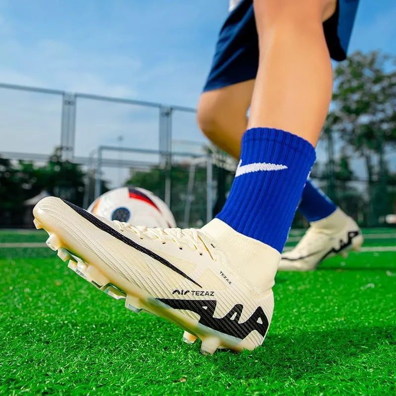 Men's Soccer Cleats Football Shoes High-Tops Non-Slip Spikes Indoor Outdoor Firm Ground Turf Sports Athletic Combat Boots Shoes Size 4.5-11