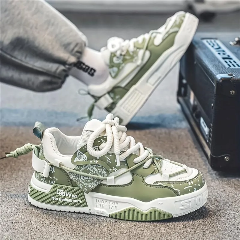 Men's Trendy Stylish Sneakers, Comfortable Wear- Superior Grip, Ventilated Comfort - Secure Lace-up Sneakers for Everyday Style, Street Style Footwear