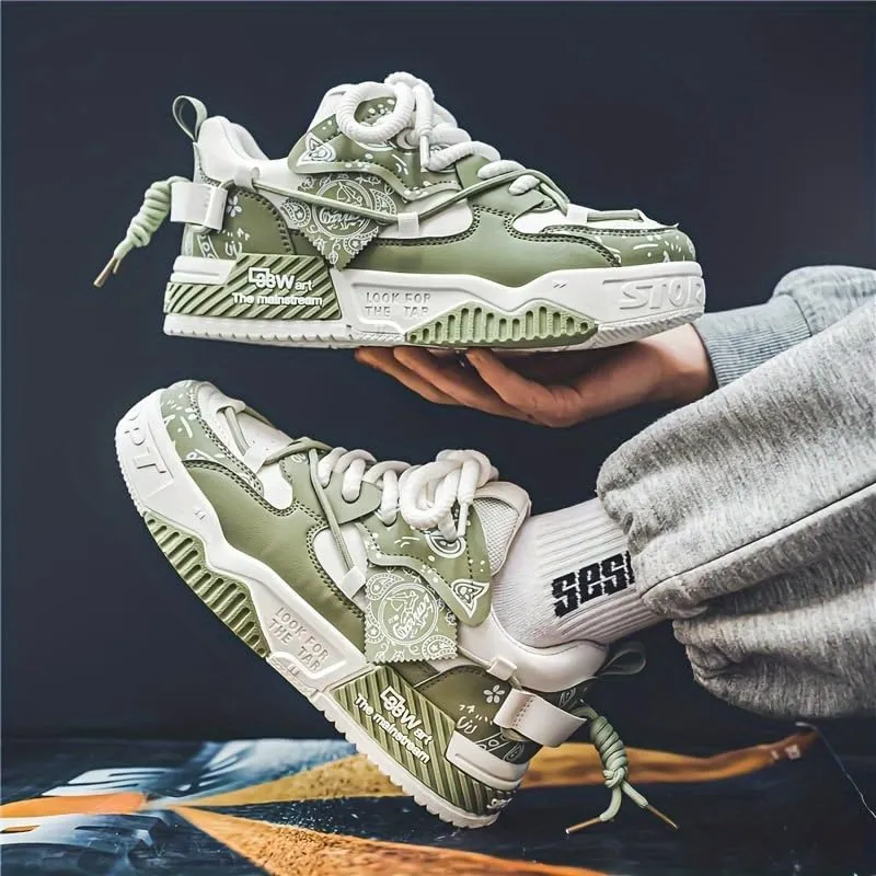 Men's Trendy Stylish Sneakers, Comfortable Wear- Superior Grip, Ventilated Comfort - Secure Lace-up Sneakers for Everyday Style, Street Style Footwear