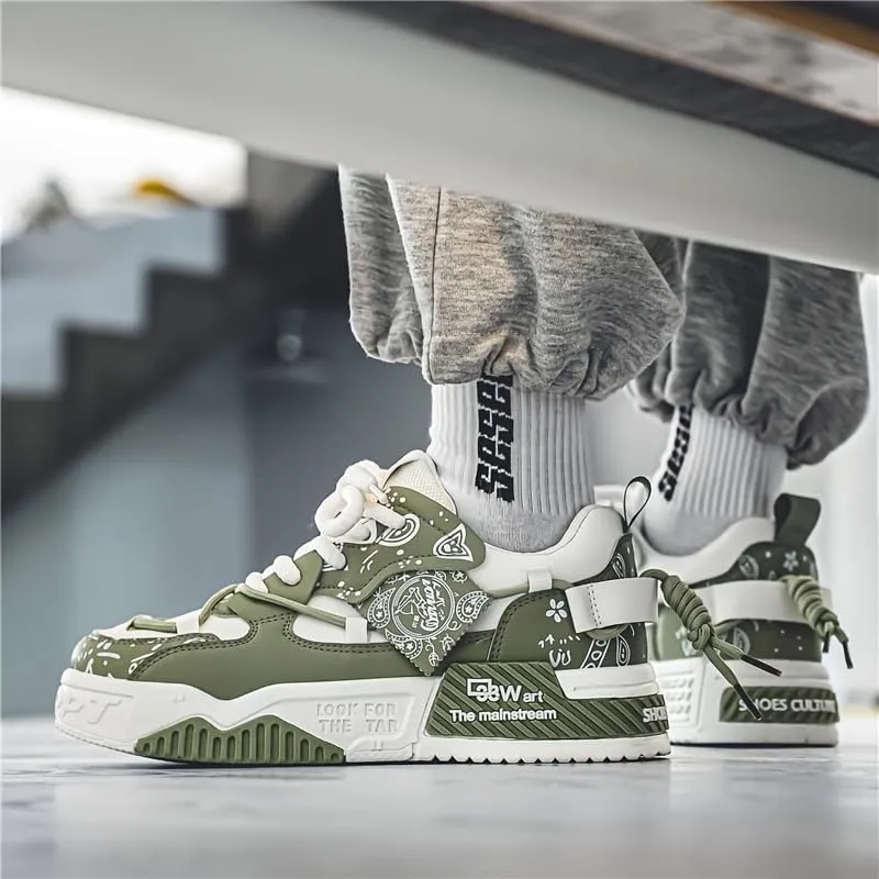 Men's Trendy Stylish Sneakers, Comfortable Wear- Superior Grip, Ventilated Comfort - Secure Lace-up Sneakers for Everyday Style, Street Style Footwear