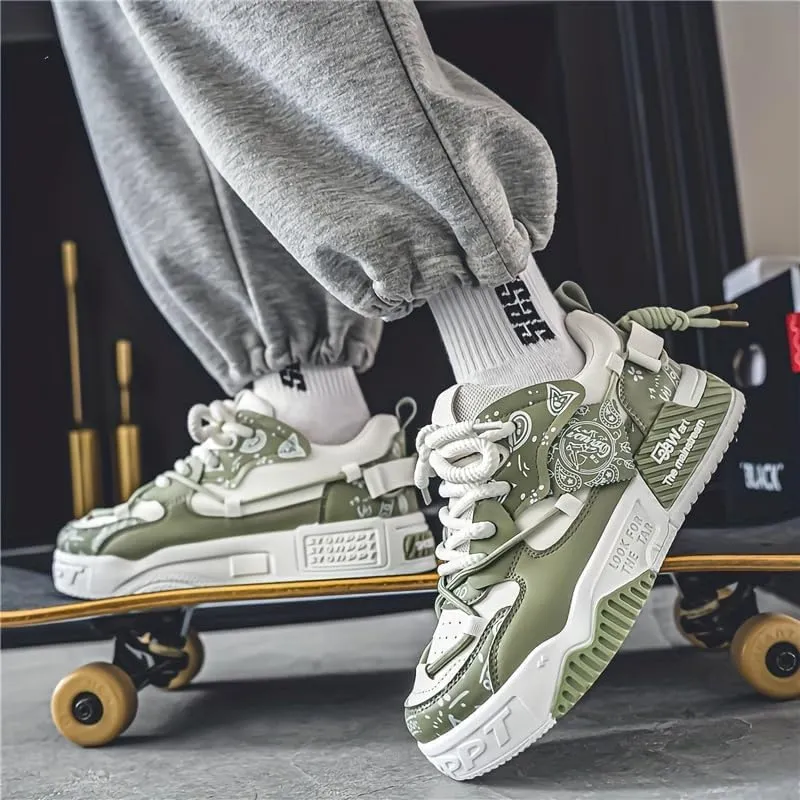 Men's Trendy Stylish Sneakers, Comfortable Wear- Superior Grip, Ventilated Comfort - Secure Lace-up Sneakers for Everyday Style, Street Style Footwear