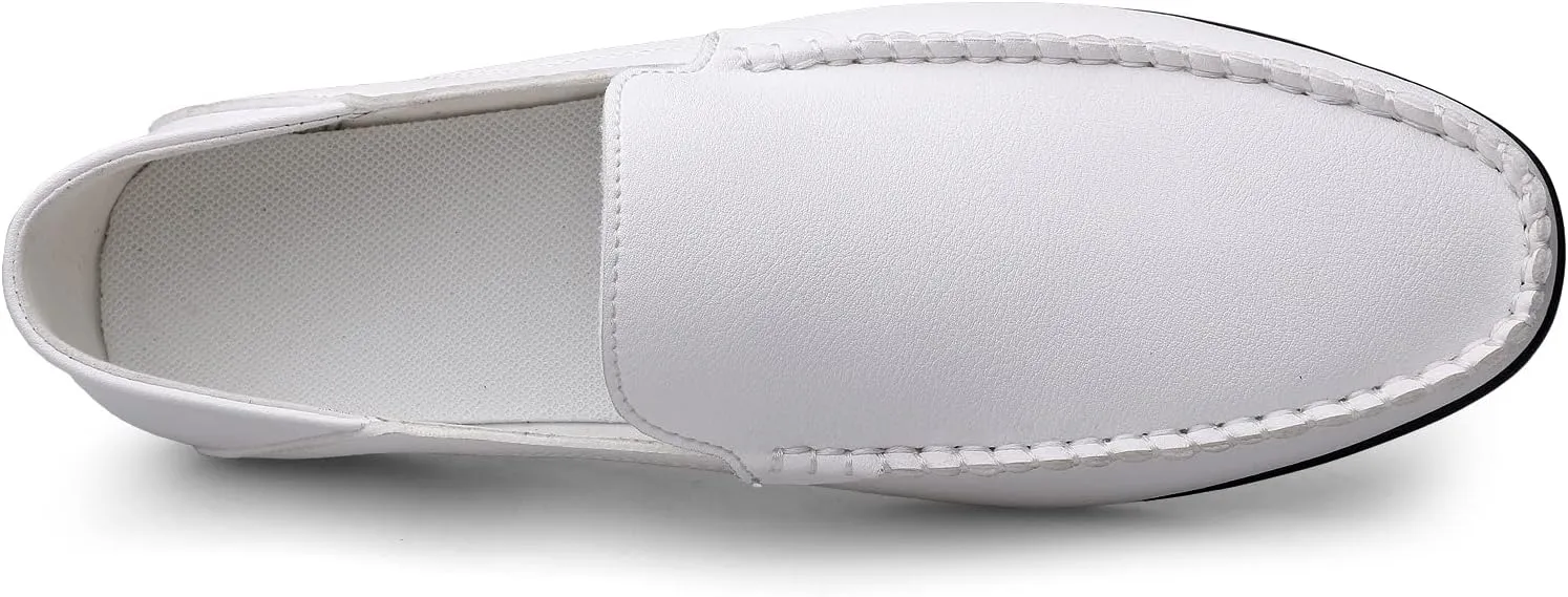 Men's Vintage Hand Stitched Leather Loafers Comfortable Slip On Soft Sole Moccasin Boat Shoes Stylish Casual Driving Walking Dress Flats for Business
