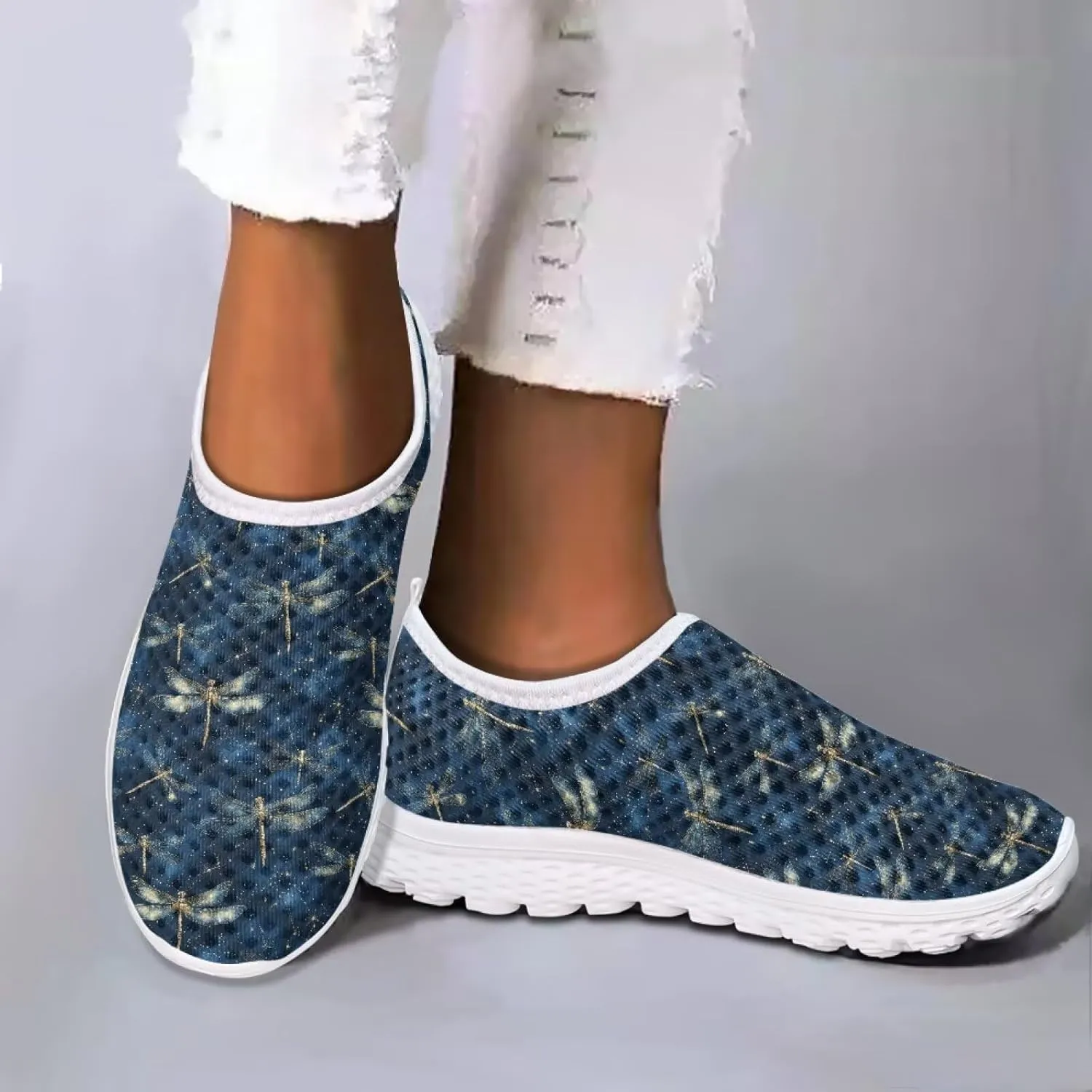 Mesh Slip on Shoes for Women: Casual Walking Shoe Non Slip Comfort Fashion Tennis Shoes Lightweight Sneaker for Work