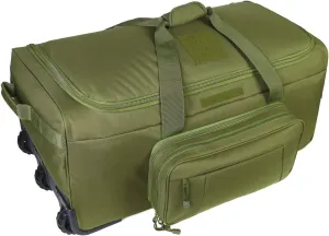 Military Tactical Wheeled Deployment Bag Rolling Duffel Trolley Bag for Camping (Green)