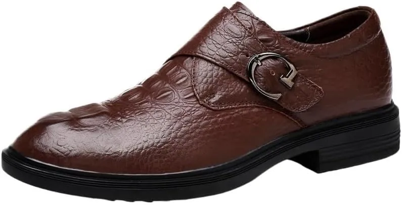 Monk Strap Slip on Genuine Leather Business Men's Shoes Handmade Dress Loafers Men Casual Shoes for Men with Buckle Big Size