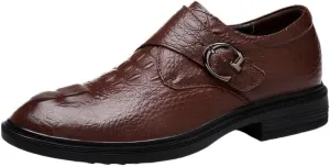 Monk Strap Slip on Genuine Leather Business Men's Shoes Handmade Dress Loafers Men Casual Shoes for Men with Buckle Big Size