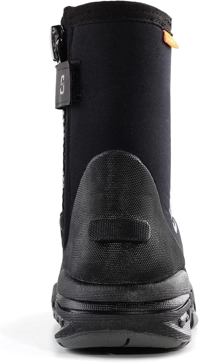 Neoprene Dive Boots 5mm Tall Zippered with Anti-Slip Rubber Sole Wetsuit Boots for Water Sports Scuba Diving Snorkeling