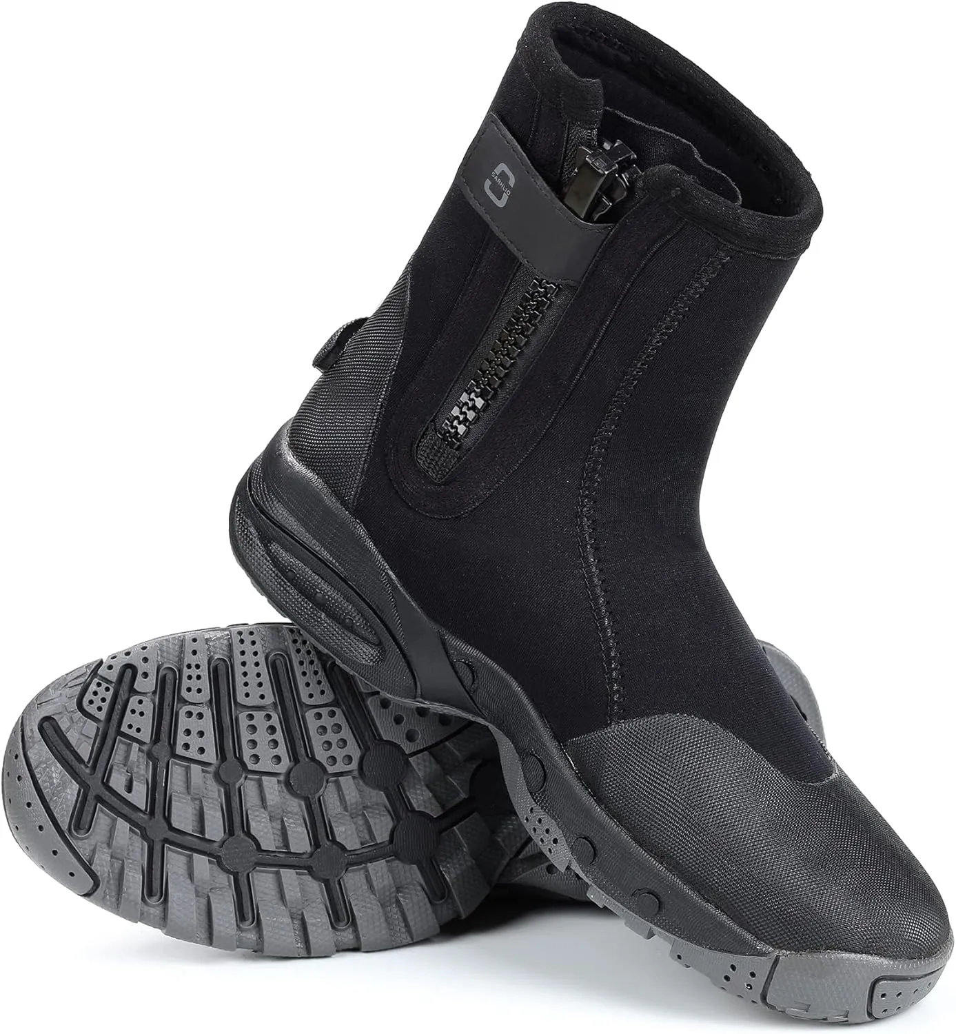 Neoprene Dive Boots 5mm Tall Zippered with Anti-Slip Rubber Sole Wetsuit Boots for Water Sports Scuba Diving Snorkeling