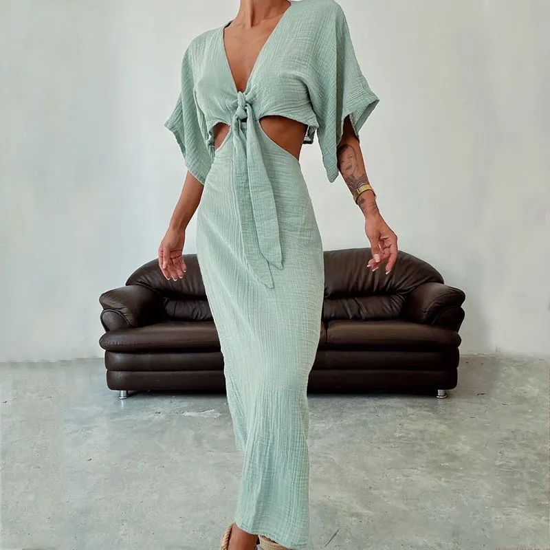Noelia - Maxi beach dress with front knot