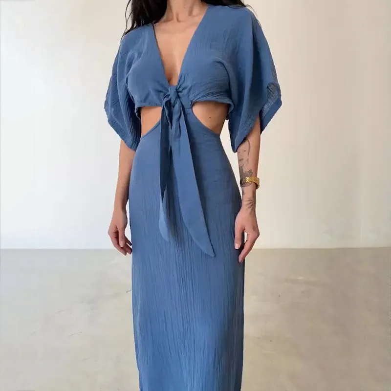 Noelia - Maxi beach dress with front knot