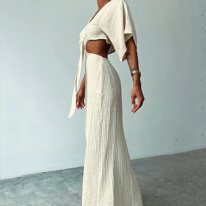 Noelia - Maxi beach dress with front knot