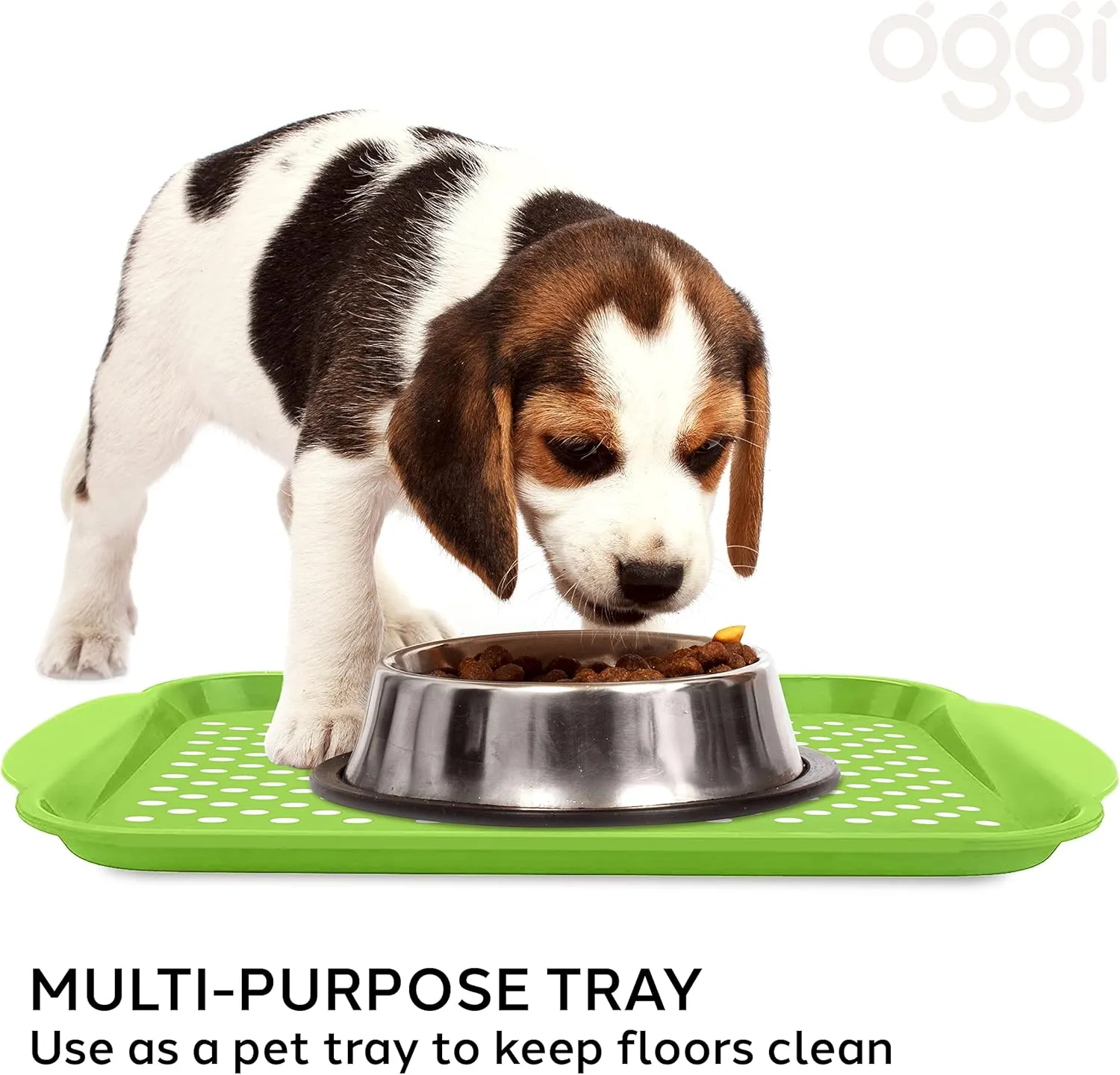 Oggi Rectangle Non Skid Rubber Grip Serving Tray, Green 17.5 x 11.5"