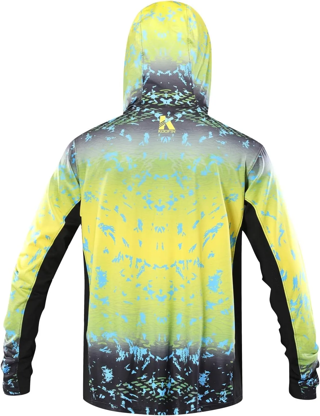 Performance Fishing Hoodie with Face Mask UPF50 Sunblock Shirt Hooded Long Sleeve with Drawstrings Pocket