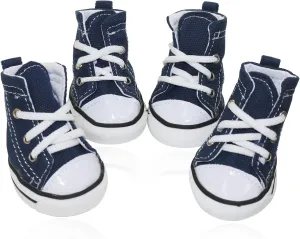 Pet Dog Shoes, Puppy Canvas Sport Shoes Sneaker Boots, Non Slip Causal Shoes Dog & Cat Paw Protective Cover for Outdoor Walking, Sports and Hot Pavement, 4pcs