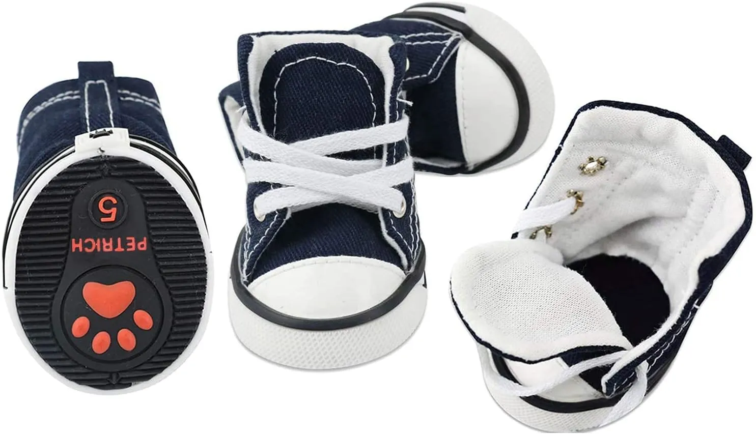 Pet Dog Shoes, Puppy Canvas Sport Shoes Sneaker Boots, Non Slip Causal Shoes Dog & Cat Paw Protective Cover for Outdoor Walking, Sports and Hot Pavement, 4pcs