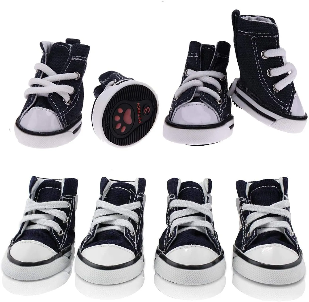 Pet Dog Shoes, Puppy Canvas Sport Shoes Sneaker Boots, Non Slip Causal Shoes Dog & Cat Paw Protective Cover for Outdoor Walking, Sports and Hot Pavement, 4pcs
