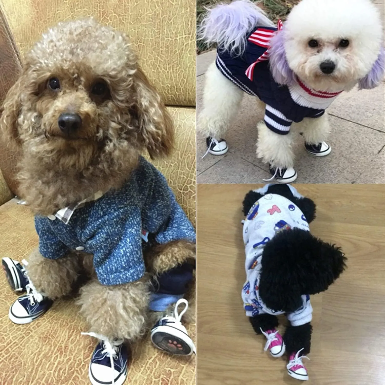 Pet Dog Shoes, Puppy Canvas Sport Shoes Sneaker Boots, Non Slip Causal Shoes Dog & Cat Paw Protective Cover for Outdoor Walking, Sports and Hot Pavement, 4pcs