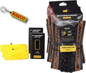 Pirelli Scorpion Enduro M Classic (29x2.4) Mountain Bicycle Tire & SmarTUBE 23/32-622 Tubeless Ready, 60 TPI, All-Terrain Tire for Enduro Trail & Aggressive XC Riding Mountain Bike w/Keychain (2 Pk)