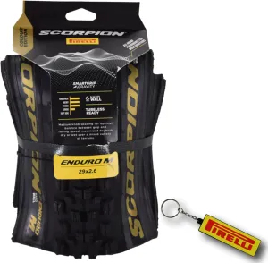 Pirelli Scorpion Enduro M Gold Color (29 x 2.6) Mountain Bicycle Tire Tubeless Ready, HardWALL 60 TPI High-Performance All-Terrain Tire for Enduro Trail & Aggressive XC Riding Mountain Bike w/Keychain