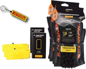 Pirelli Scorpion Enduro M Orange Color (29 x 2.4) Mountain Bicycle Tire & SmarTUBE 23/32-622 Tubeless Ready 60 TPI All-Terrain for Enduro Trail & Aggressive XC Riding Mountain Bike w/Keychain (2 Pk)