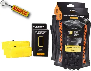 Pirelli Scorpion Enduro M Orange Color (29 x 2.6) Mountain Bicycle Tire & SmarTUBE 23/32-622 Tubeless Ready 60 TPI All-Terrain for Enduro Trail & Aggressive XC Riding Mountain Bike w/Keychain (2 Pk)