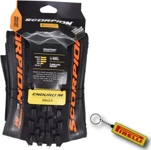 Pirelli Scorpion Enduro M Orange Color (29x2.6) Mountain Bicycle Tire Tubeless Ready, HardWALL 60 TPI High-Performance All-Terrain Tire for Enduro Trail & Aggressive XC Riding Mountain Bike w/Keychain