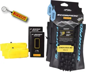 Pirelli Scorpion Enduro M Turchese Color (29x2.4) Mountain Bicycle Tire & SmarTUBE 23/32-622 Tubeless Ready 60 TPI All-Terrain for Enduro Trail & Aggressive XC Riding Mountain Bike w/Keychain (2 Pk)
