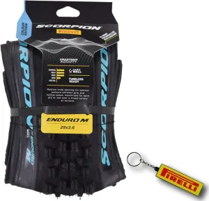 Pirelli Scorpion Enduro M Turchese Color 29x2.6 Mountain Bicycle Tire Tubeless Ready, HardWALL 60 TPI High-Performance All-Terrain Tire for Enduro Trail & Aggressive XC Riding Mountain Bike w/Keychain