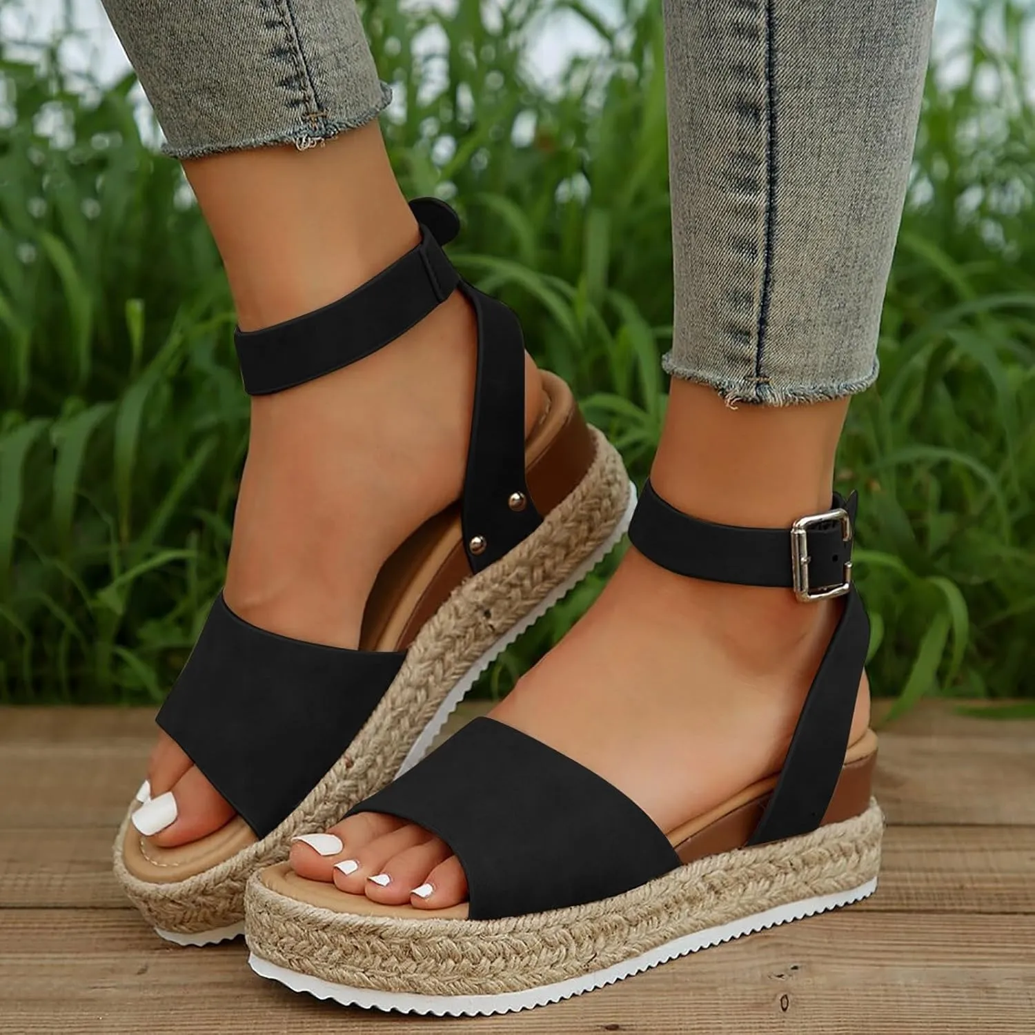 Platform Sandals for Women 2025,Ankle Strap Sandals for Women,Women's Platform & Wedge Sandals,Open Toe Espadrilles for Women,Comfy Wedges for Women,Leather Sandals,Summer Beach Shoes