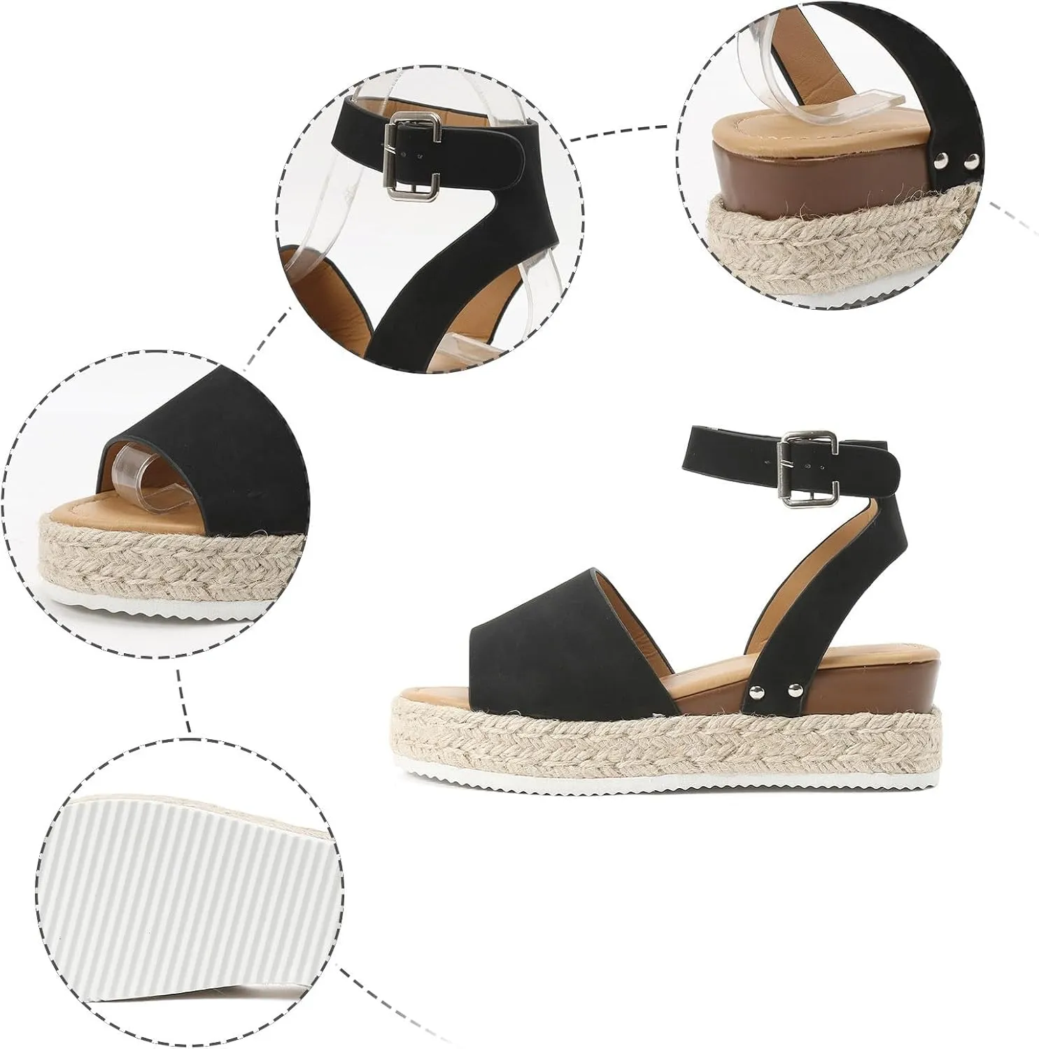 Platform Sandals for Women 2025,Ankle Strap Sandals for Women,Women's Platform & Wedge Sandals,Open Toe Espadrilles for Women,Comfy Wedges for Women,Leather Sandals,Summer Beach Shoes