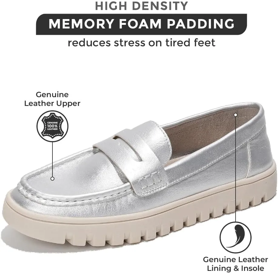 Project Cloud Genuine Leather Shoes for Women - Comfortable Womens Shoes with Memory Foam - Non Slip Womens Footwear Flexible Sole - Women's Fashion Sneakers for 2025