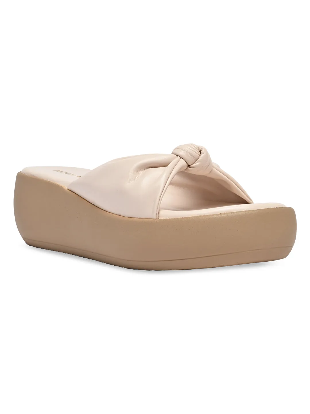 Rocia By Regal Cream Women Knotted Casual Platforms