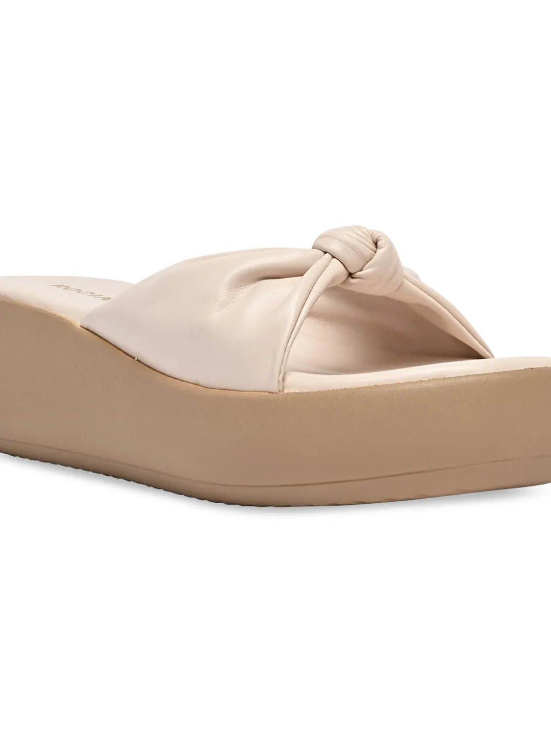 Rocia By Regal Cream Women Knotted Casual Platforms