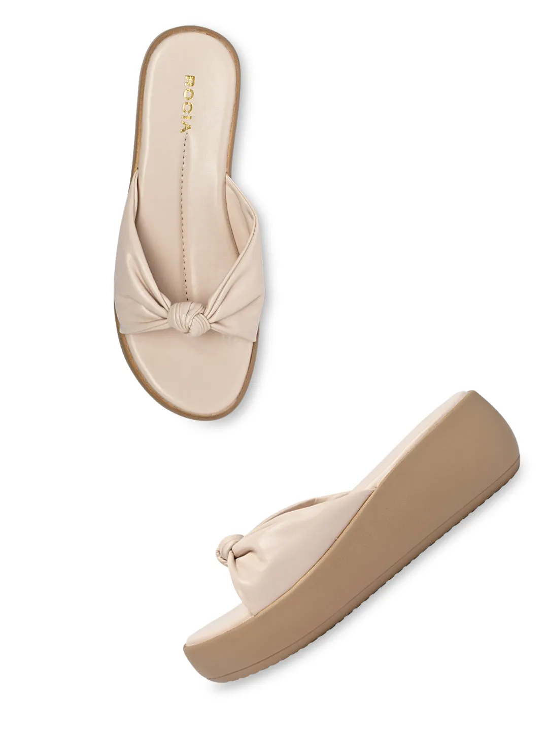 Rocia By Regal Cream Women Knotted Casual Platforms