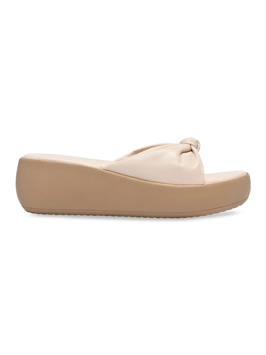 Rocia By Regal Cream Women Knotted Casual Platforms