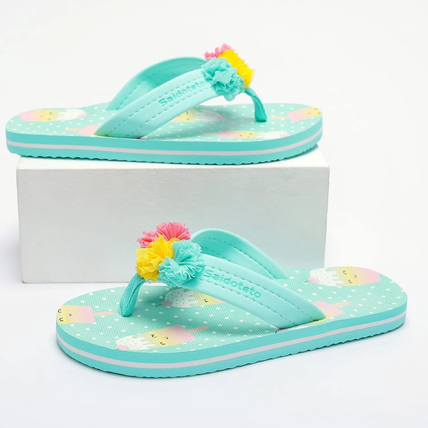 Saidoteto Boys Girls Flip Flops Child Summer Slip-on Thong Sandals Beach Pool Water Shoes(Little/Big Kid)