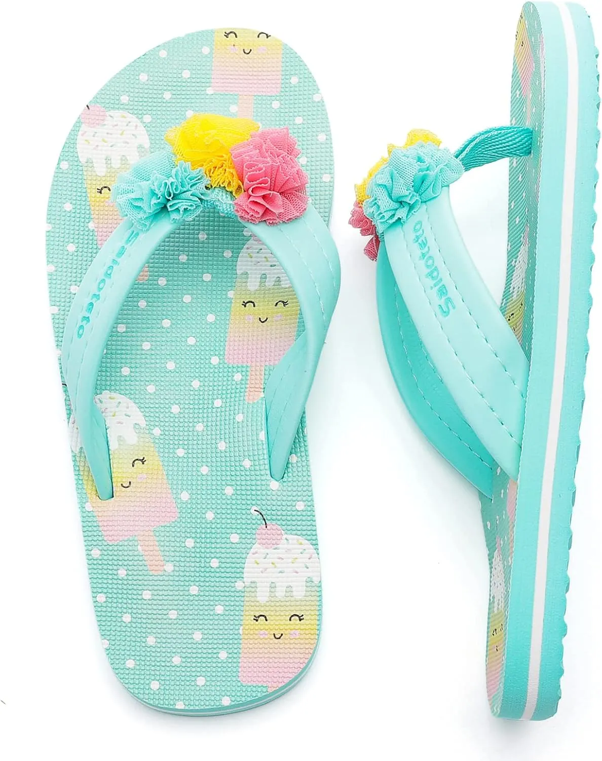 Saidoteto Boys Girls Flip Flops Child Summer Slip-on Thong Sandals Beach Pool Water Shoes(Little/Big Kid)