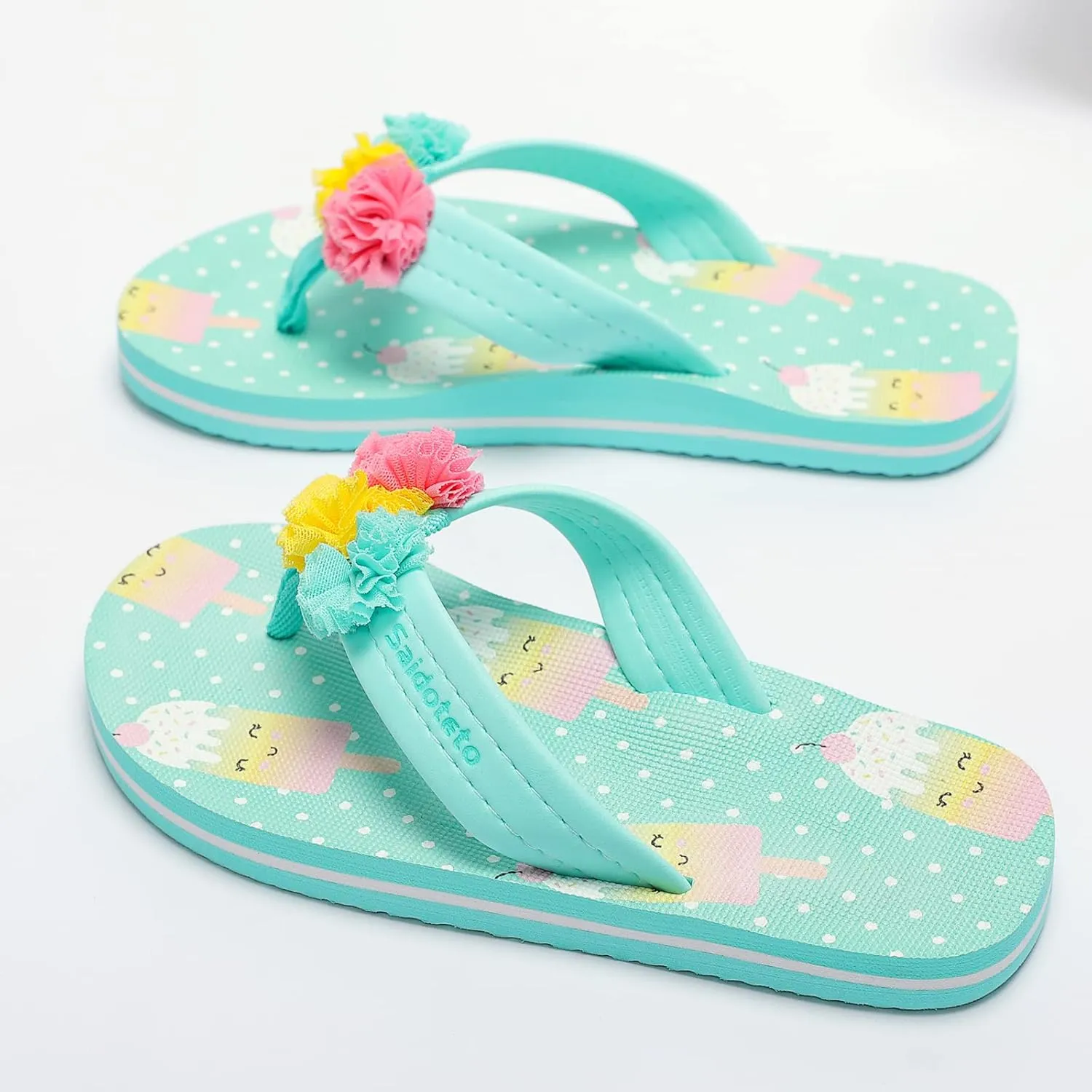 Saidoteto Boys Girls Flip Flops Child Summer Slip-on Thong Sandals Beach Pool Water Shoes(Little/Big Kid)