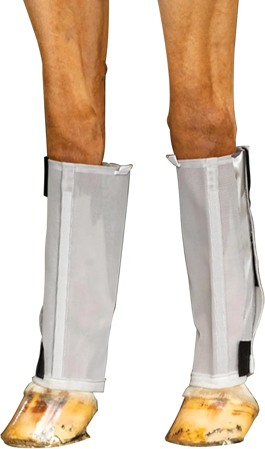 Schneiders Dura-Mesh BugGuard Horse Fly Boots | Set of 4 | Reflective Safety Strips | 1000D Poly Vinyl Mesh | Tapered Cone Fit | Color Gray | Size Large