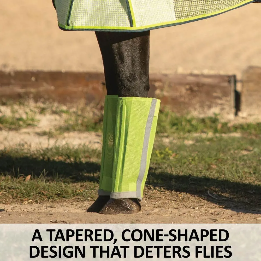 Schneiders Dura-Mesh BugGuard Horse Fly Boots | Set of 4 | Reflective Safety Strips | 1000D Poly Vinyl Mesh | Tapered Cone Fit | Color Gray | Size Large