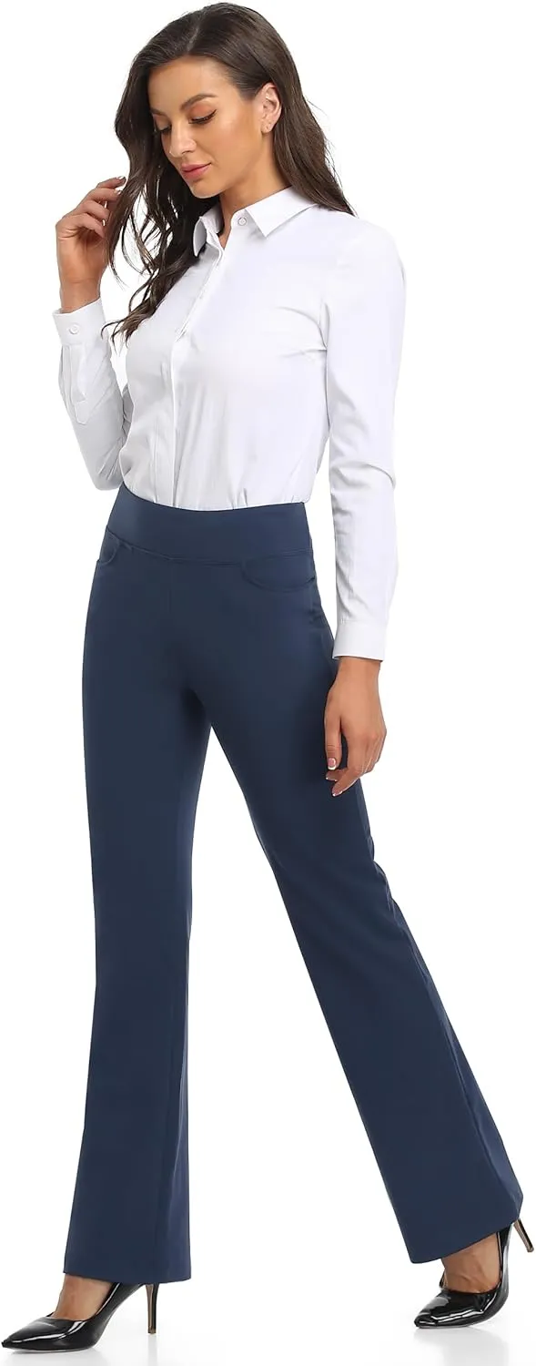 SEVEGO 29"/31"/33"/35" Inseam Women's Bootcut Yoga Dress Pants High Waist Stretch Work Pants Petite, Regular, Long, Tall