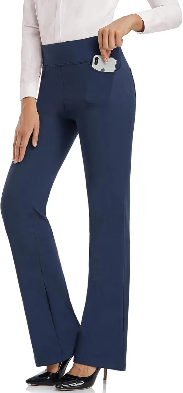 SEVEGO 29"/31"/33"/35" Inseam Women's Bootcut Yoga Dress Pants High Waist Stretch Work Pants Petite, Regular, Long, Tall