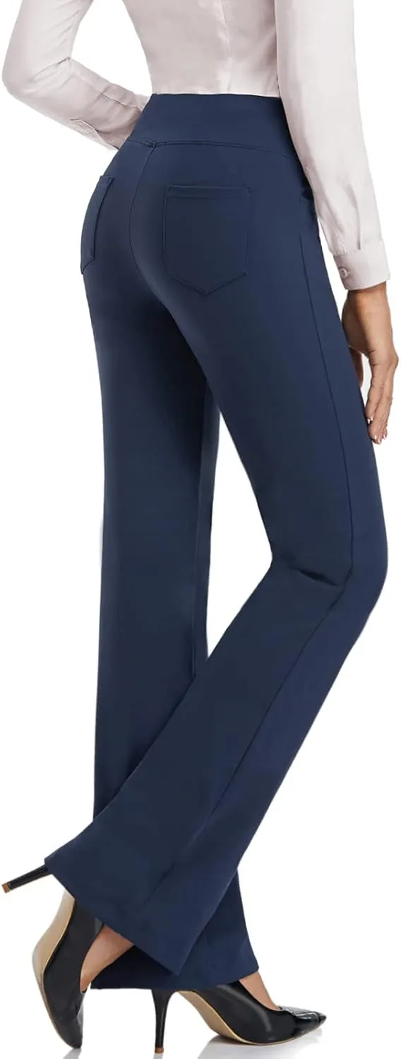 SEVEGO 29"/31"/33"/35" Inseam Women's Bootcut Yoga Dress Pants High Waist Stretch Work Pants Petite, Regular, Long, Tall