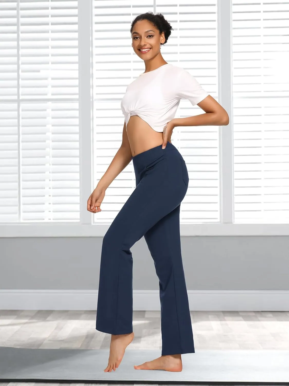 SEVEGO 29"/31"/33"/35" Inseam Women's Bootcut Yoga Dress Pants High Waist Stretch Work Pants Petite, Regular, Long, Tall